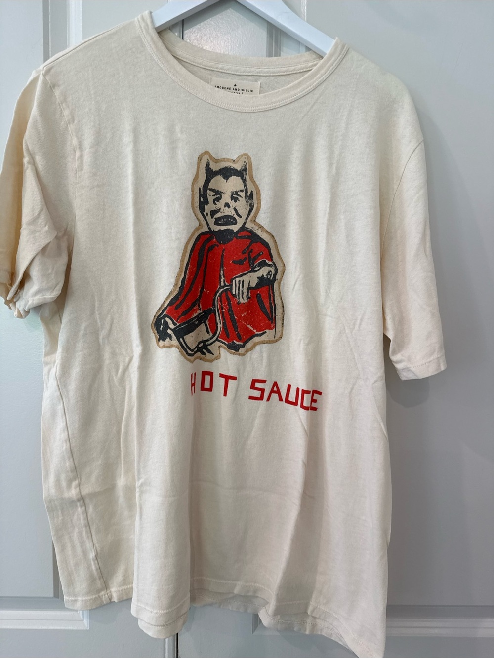 imogene + willie Cream Hot Sauce Devil Short Sleeve Tee